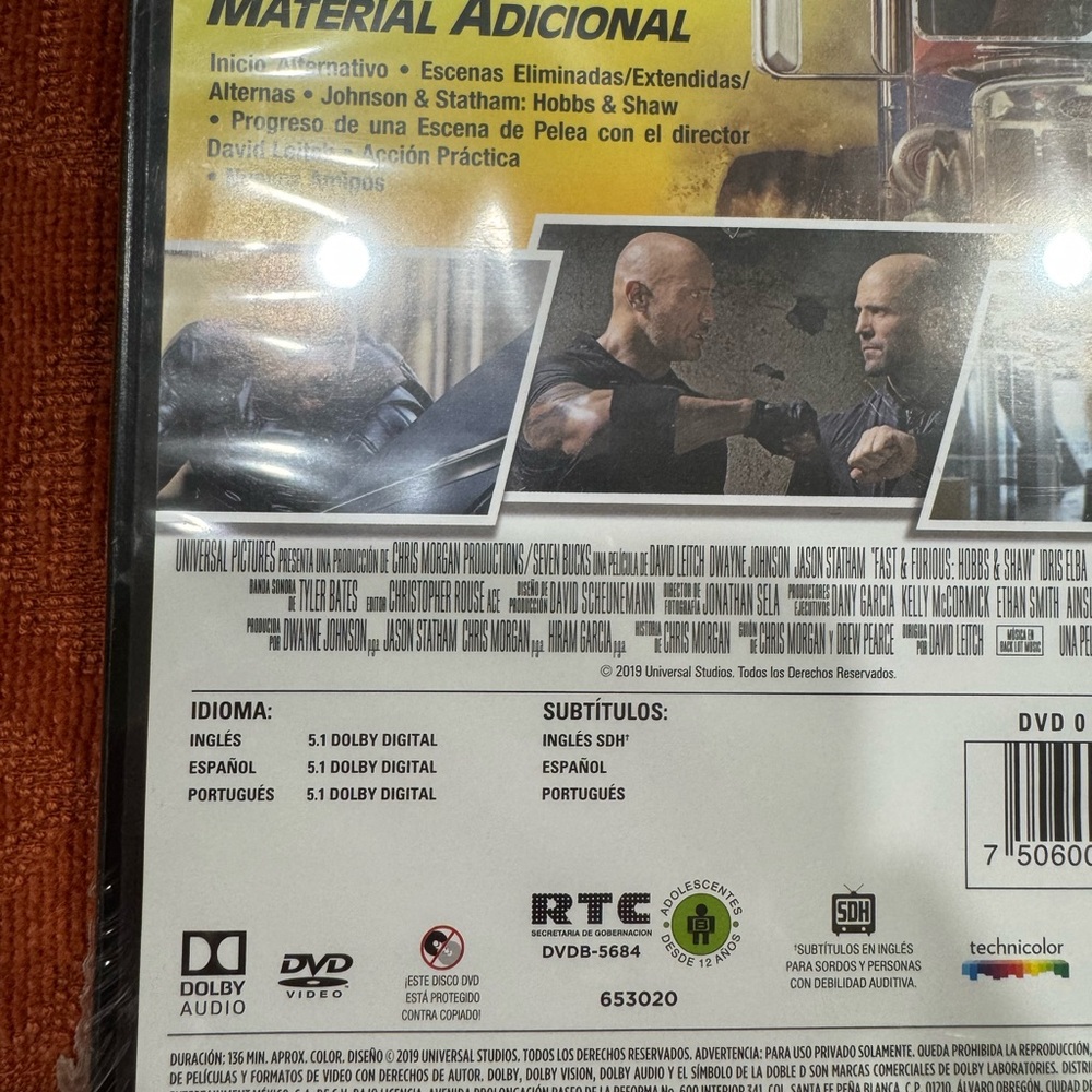 Rapidos y Furiosos: Hobbs & Shaw Spanish DVD - Picture 3 of 3